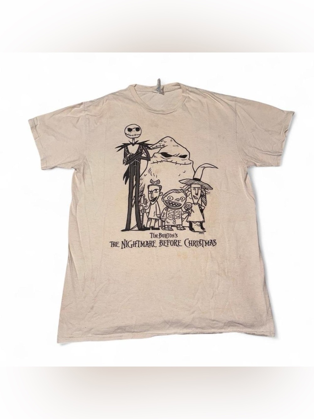 Disney The Nightmare Before Christmas Graphic T-Shirt Beige Medium